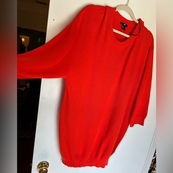 🍊 H&M Bright Orange Sweater Tunic - Size M - Picture 2 of 8